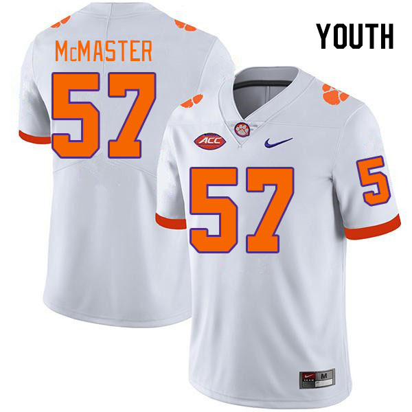 Youth #57 Chandler McMaster Clemson Tigers College Football Jerseys Stitched-White